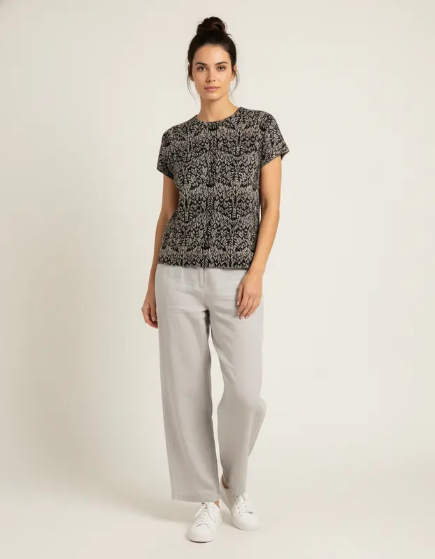 T-shirt noir et gris à motifs - Taille M/38
