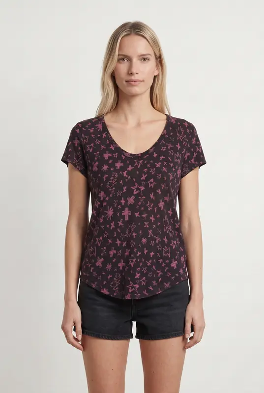 T-shirt Noir et Rose - Taille M/38