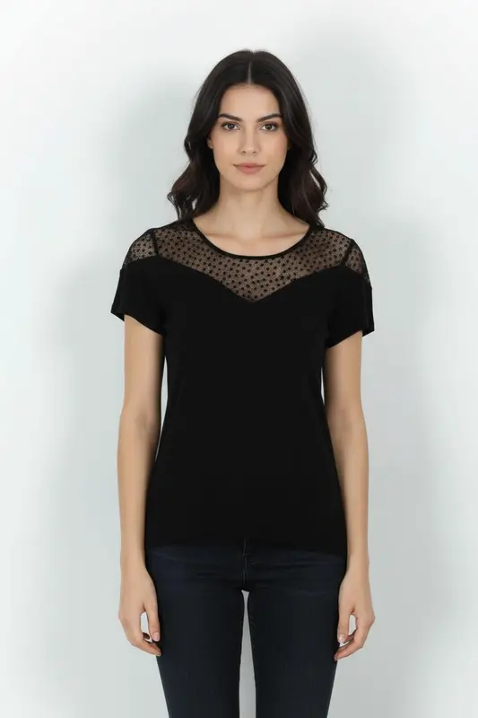 T-shirt Noir et Transparent - Taille M/38