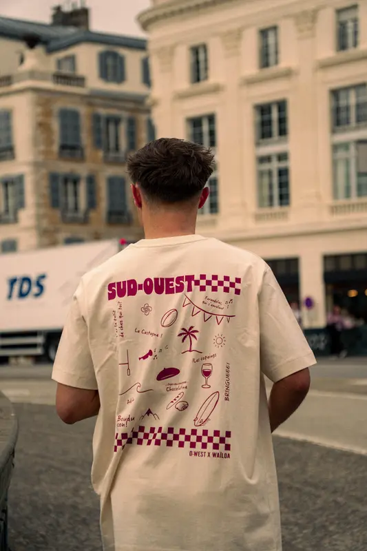 T-shirt Sud-Ouest blanc/rouge