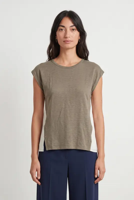 T-shirt Vert et Blanc - Taille XS/34