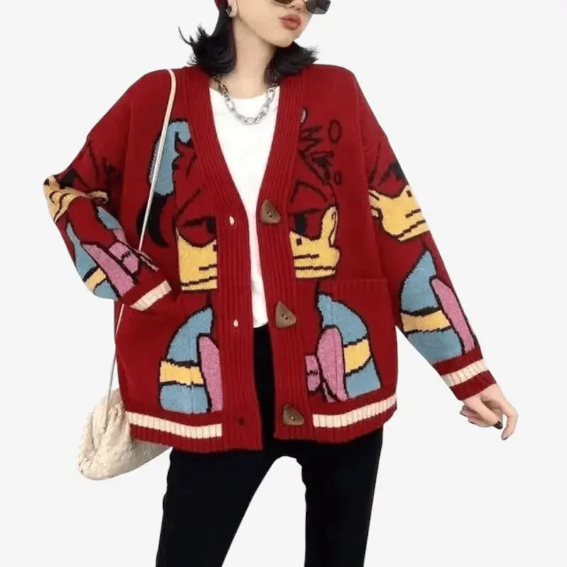 Talia – Cardigan ample à manches longues avec boutons et col en V