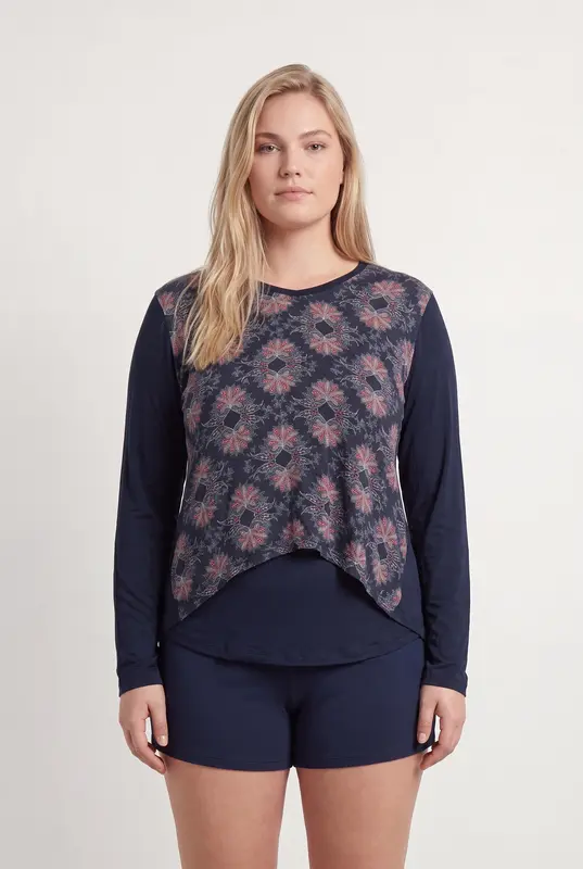 Tee-shirt à Manches Longues Bleu - Taille XL/42