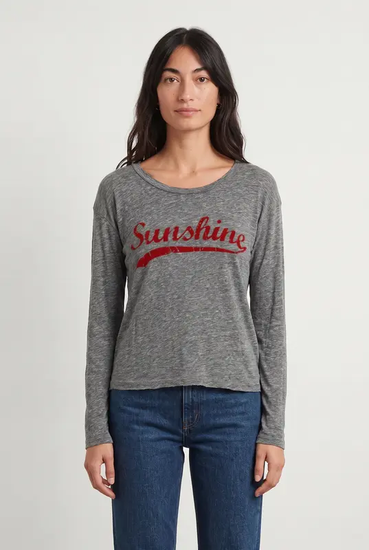 Tee-shirt à Manches Longues Gris - Taille S/36