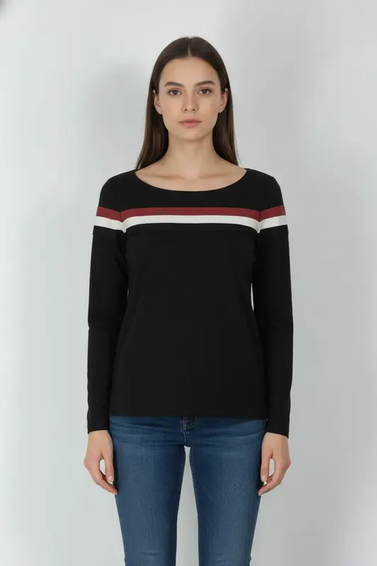Tee-shirt à Manches Longues Noir et Rouge - Taille XXXL/46