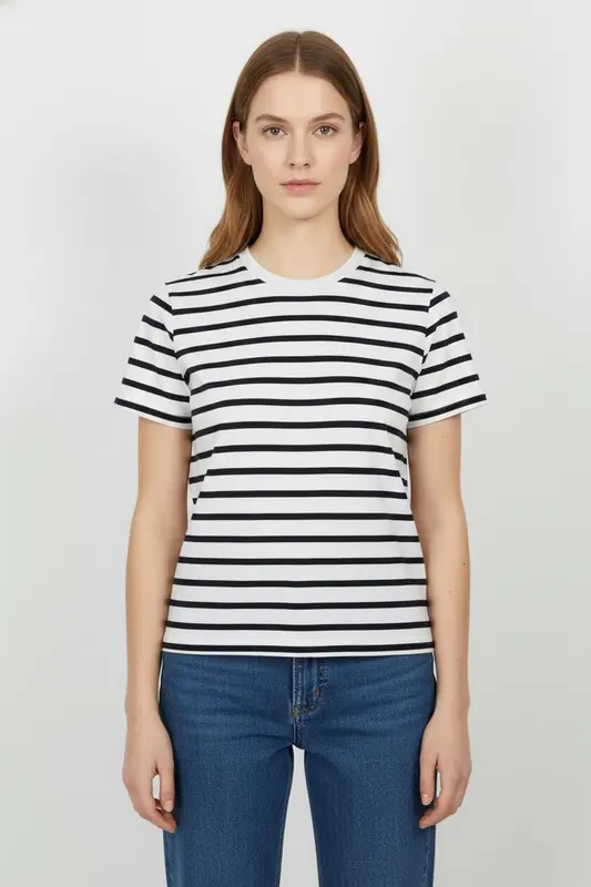 Tee-shirt Blanc et Bleu Marine - Taille S/36
