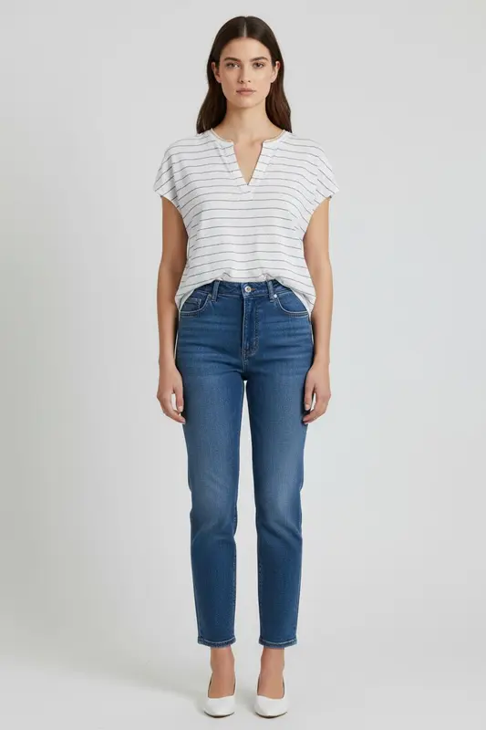 Tee-shirt Blanc et Bleu - Taille S/36 - imparfaites