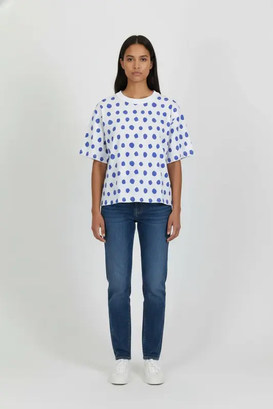 Tee-shirt Blanc et Bleu - Taille S/36