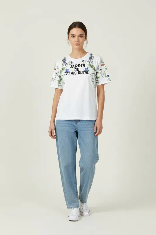 Tee-shirt Blanc et Multicolore - Taille S/36