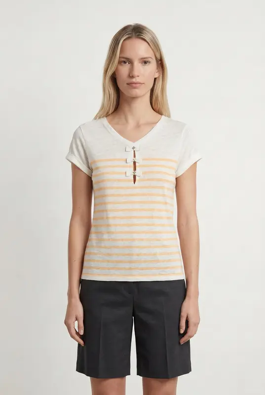 Tee-shirt Blanc et Orange - Taille XS/34