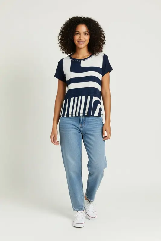 Tee-shirt Bleu et Blanc - Taille S/36