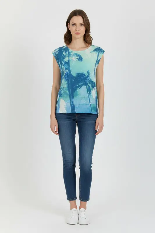 Tee-shirt Bleu et Vert - Taille S/36