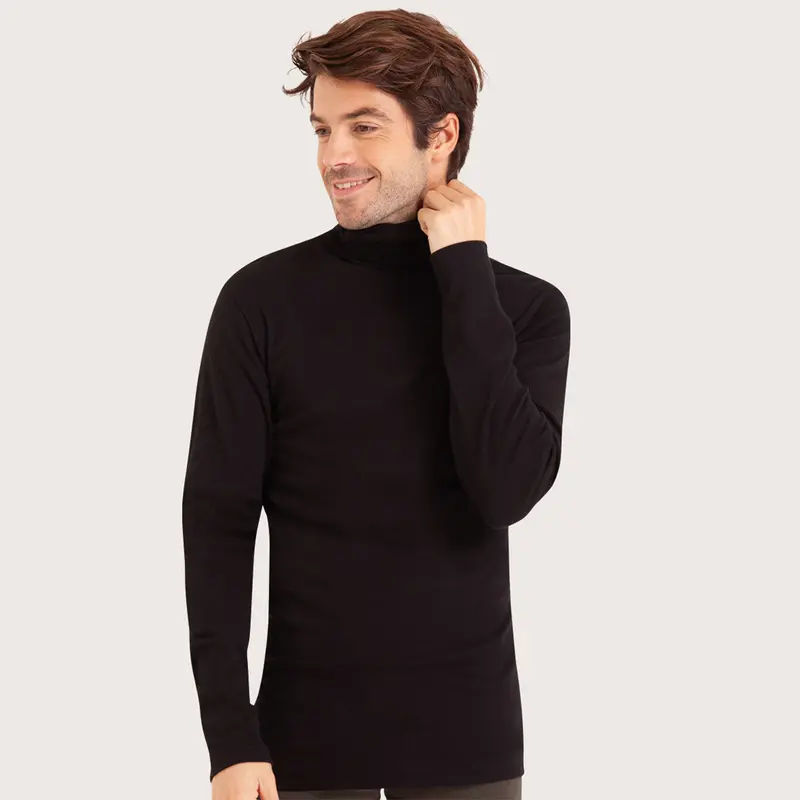 Tee-shirt col roulé manches longues homme Pur coton Eminence
