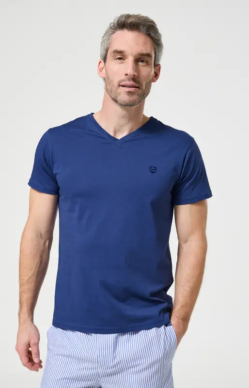 Tee-shirt en jersey de coton léger - Marin