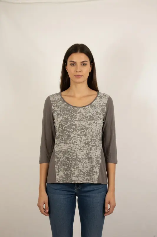 Tee-shirt Gris et Beige - Taille XL/42