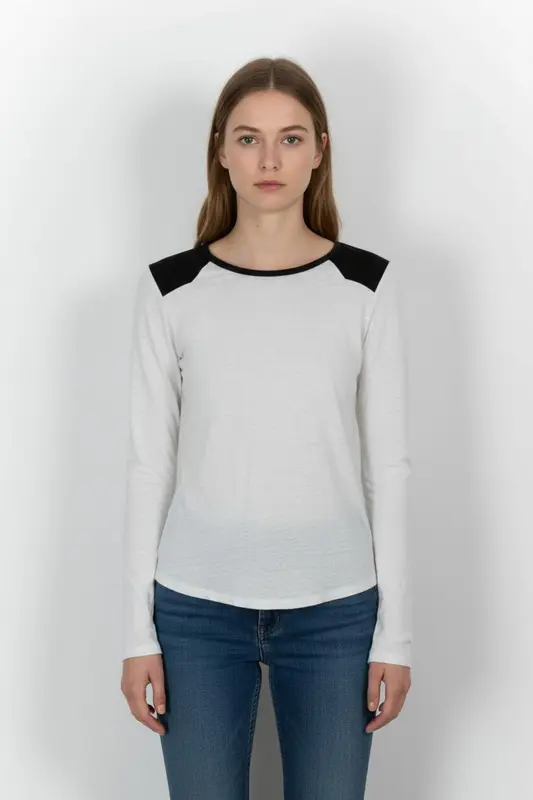 Tee-shirt manches longues Blanc et Noir - Taille S/36