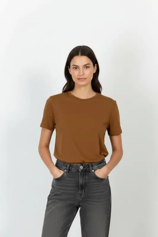 Tee-shirt Marron - Taille XXS/32
