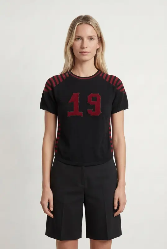 Tee-shirt Noir et Bordeaux - Taille S/36