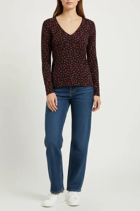Tee-shirt Noir et Rouge - Taille XS/34
