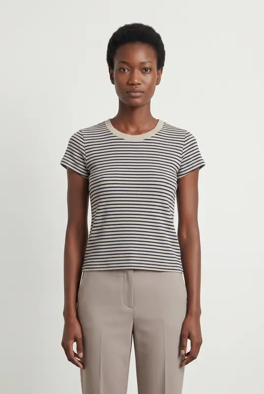 Tee-shirt Rayé Bleu Marine et Blanc - Taille S/36