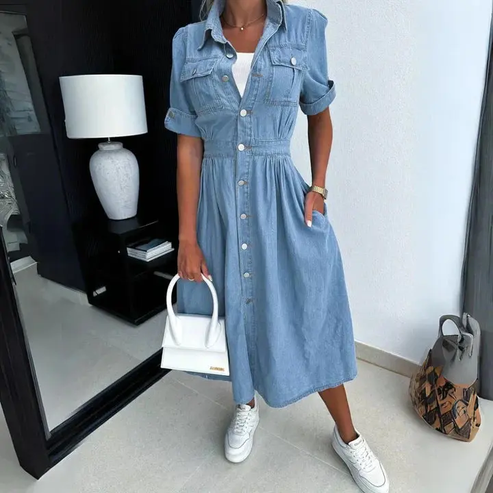 Tessa - Robe en jean élégante avec taille ajustable