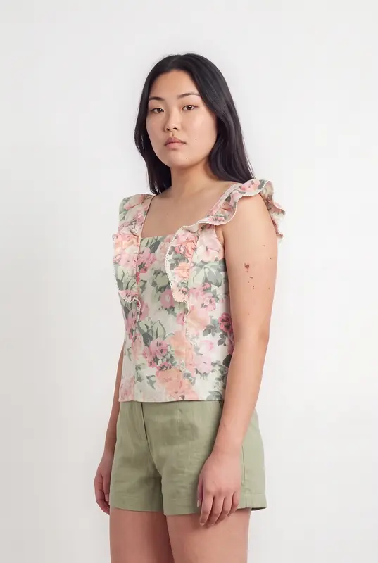 Top à Volants Multicolore - Taille L/40