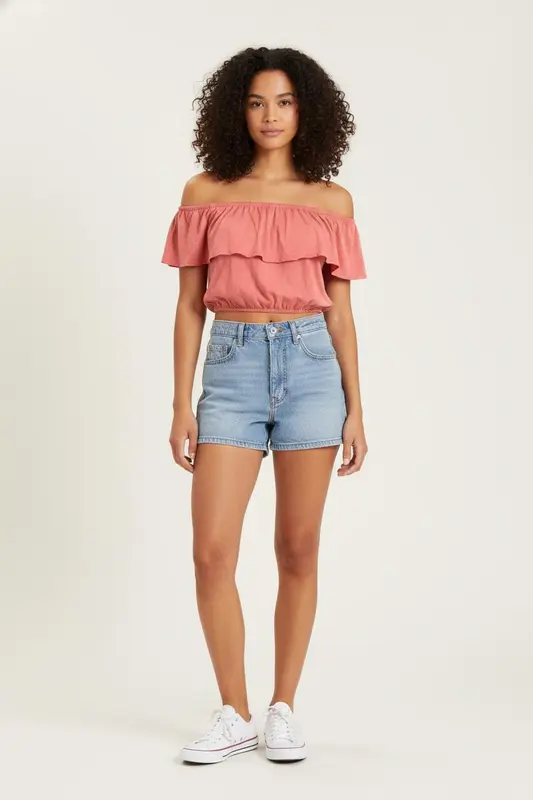 Top à Volants Rose - Taille XS/34
