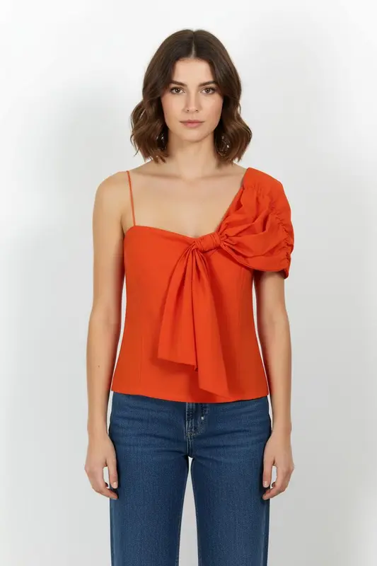 Top Asymétrique Rouge - Taille S/36