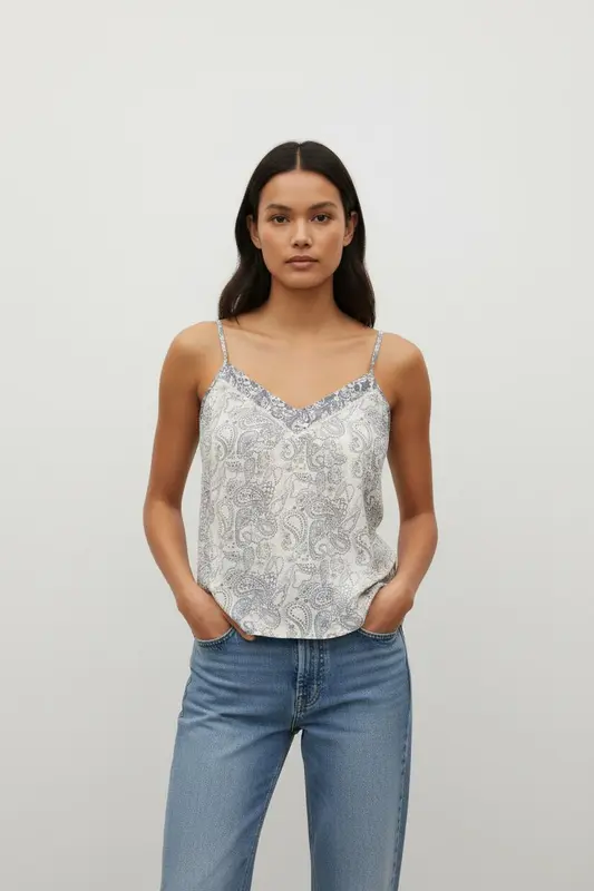 Top blanc à motifs - Taille M/38