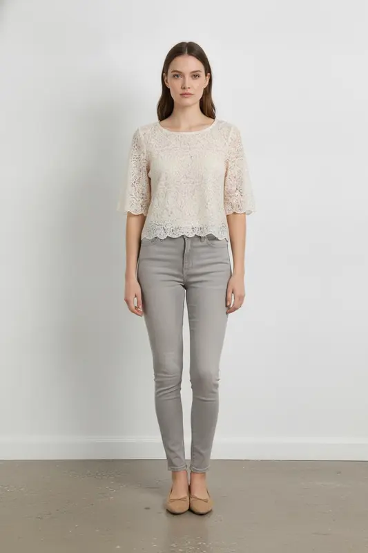 Top en dentelle Blanc - Taille XS/34