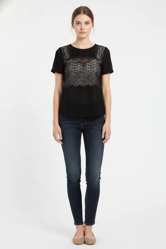 Top en Dentelle Noir - Taille S/36