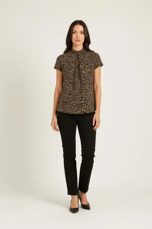 Top noir à motifs - Taille M/38