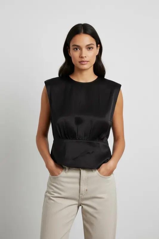 Top noir satiné - Taille L/40