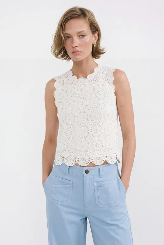Top Sans Manches Blanc - Taille S/36