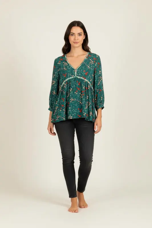 Top vert à motifs - Taille S/36