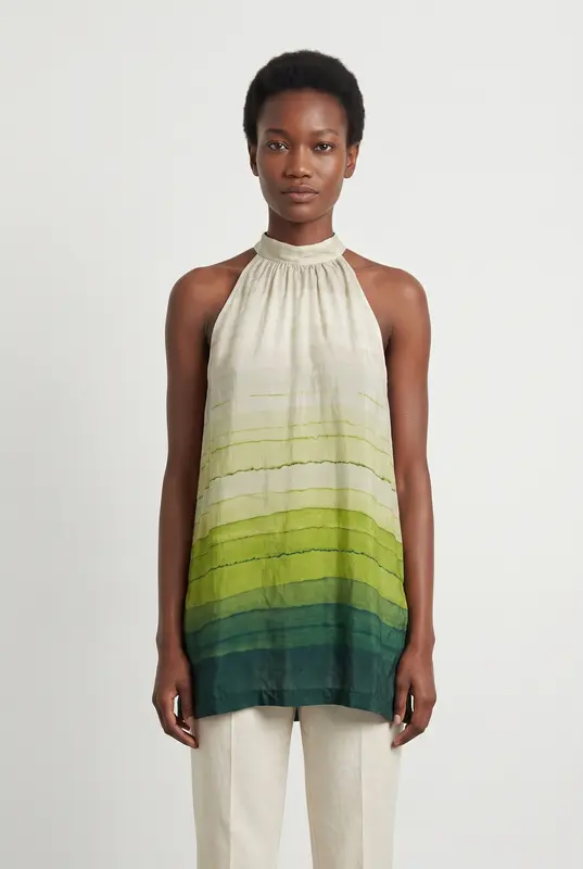Top Vert et Beige - Taille S/36