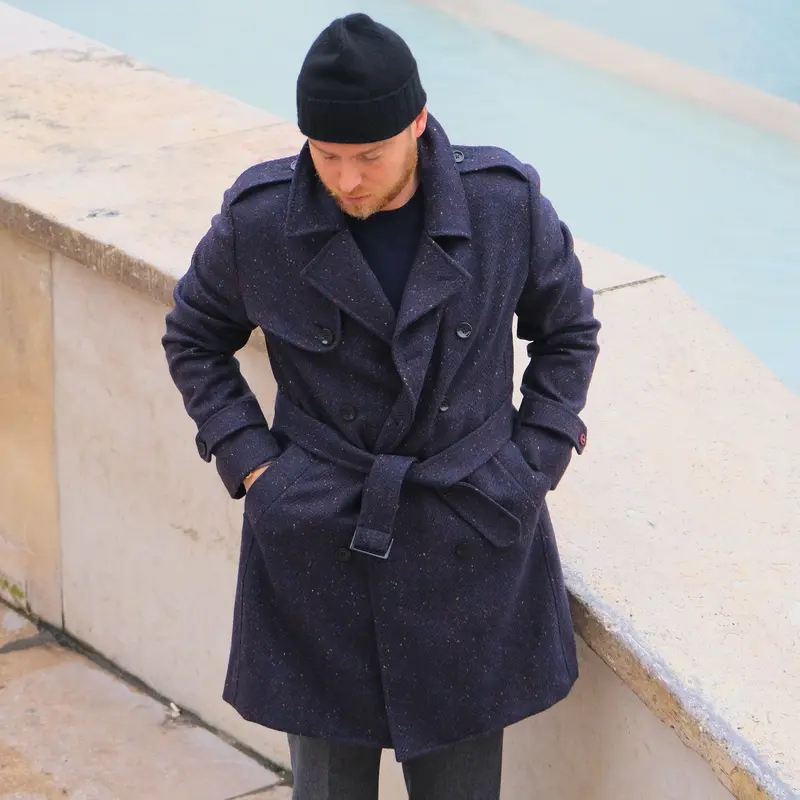 Trench en Tweed chevron Donegal