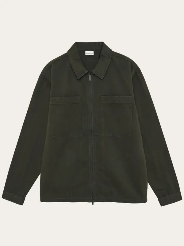 Twill zip overshirt - Forest Night