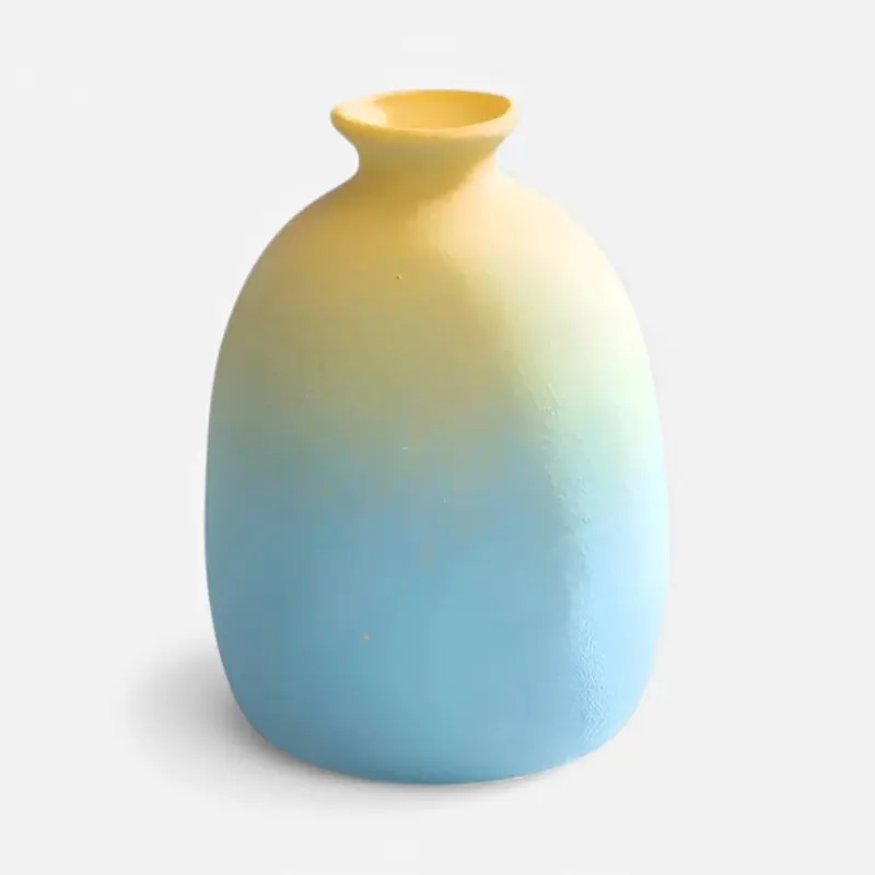 Vase en céramique multicolore forme angulaire