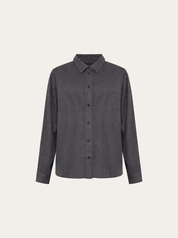 Vega relaxed flannel shirt - Dark Grey Melange