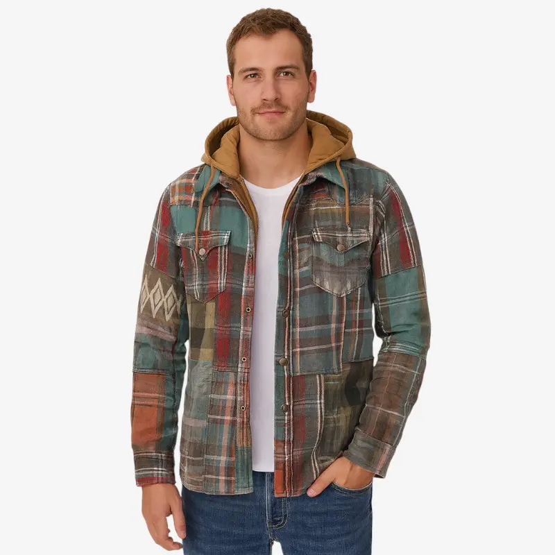 Veste à carreaux homme manches longues