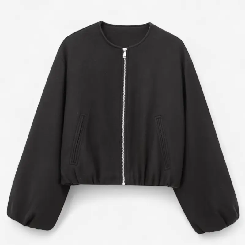 Veste bomber femme col rond avec poches zippées