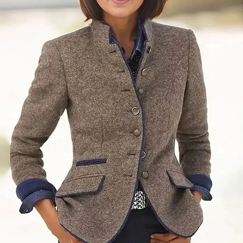 Veste Classique à Manches Longues avec Boutons et Poches