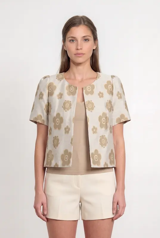 Veste Courte Beige et Dorée - Taille M/38