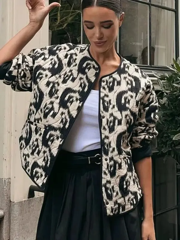 Veste d'hiver élégante à imprimé floral pour un confort ultime