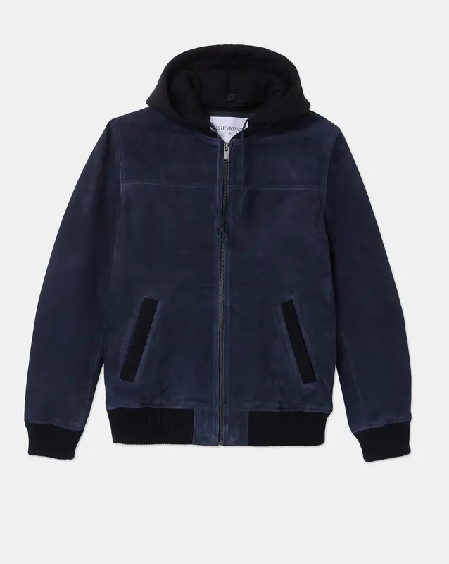 VESTE EN CUIR DJIBRIL SUEDE BLEU
