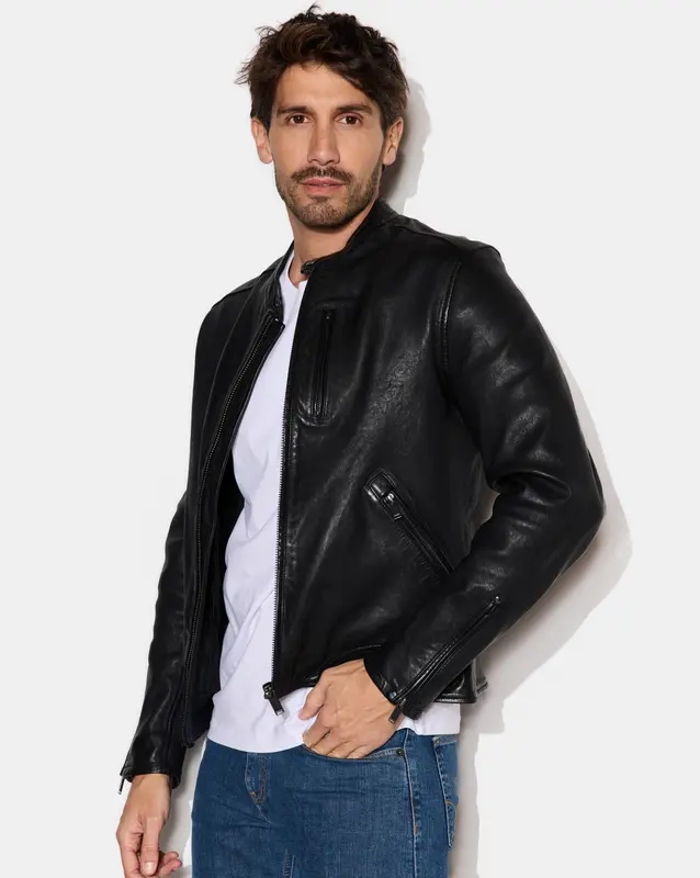VESTE EN CUIR DUKE NOIR