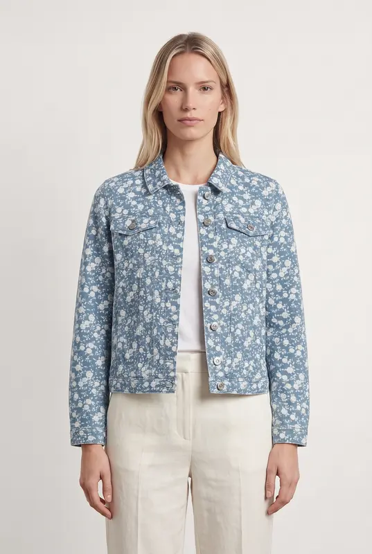 Veste en Jean Bleue et Blanche - Taille S/36