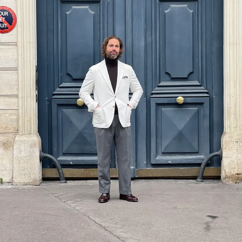 Veste en velours côtelé blanc cassé