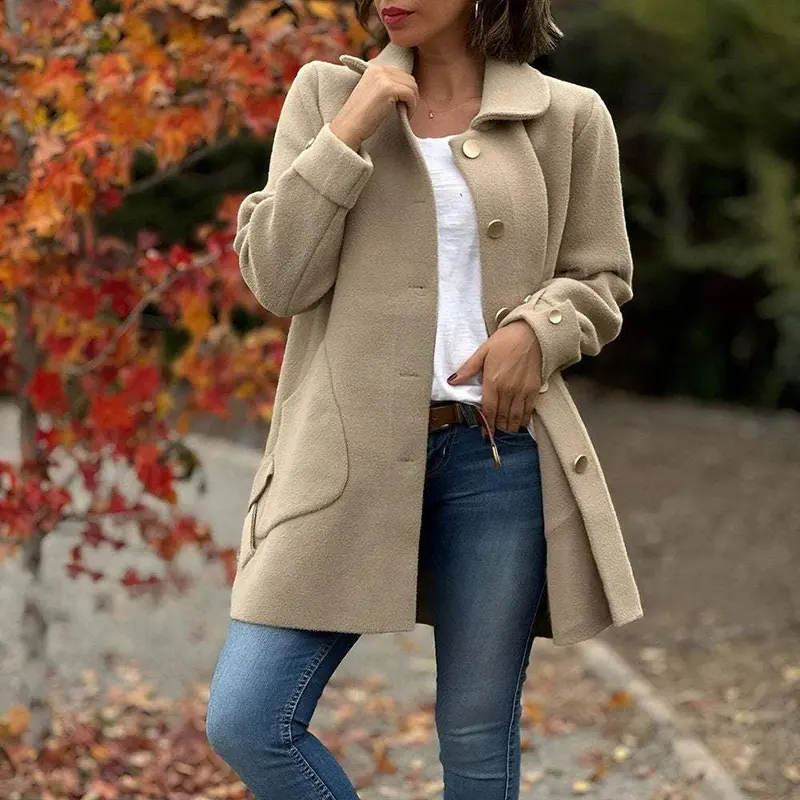 Veste femme boutonnée décontractée avec poches